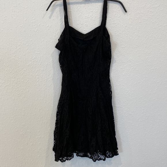 All That Jazz Vintage 90’s Black Lace Mini Dress Sz 2 Nylon Rayon Lined Zipper - Picture 4 of 12